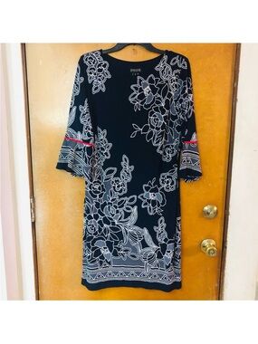 Summer black dress with floral print  liquid knit